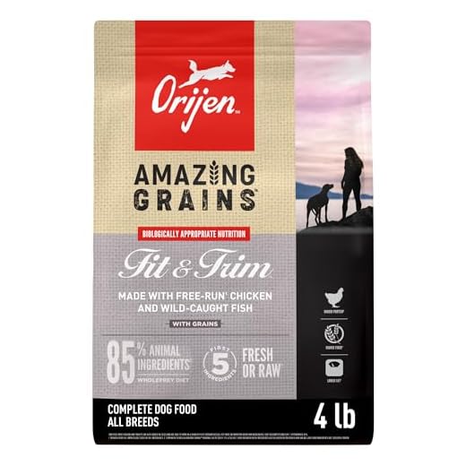 ORIJEN Amazing Grains High Protein Dry Dog Food Fit & Trim Recipe 4lb Bag