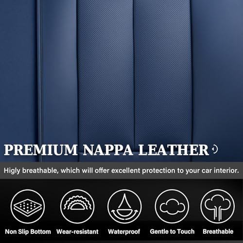 Image of Coverado Rear Seat Covers for Cars, Blue Back Seat Cover for Dogs, Faux Leather Car Seat Covers Backseat, Car Seat Cushion, 3-Pieces Waterproof Universal Seat Covers for Cars Fit for Most Sedans SUV