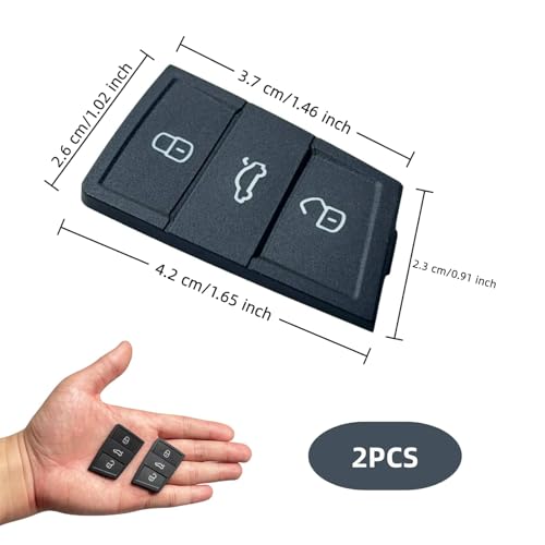 2pcs 3 Tasten Auto Fernbedienung Schlüsselanhänger Ersatz Tastenpads Schwarz Gummi für Schloss Entsperren Kofferraum Kompatibel mit VW Polo Golf 7 Skoda Karoq