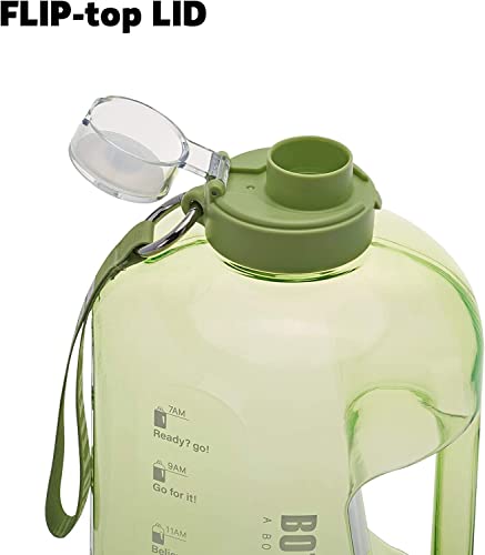 Image of Plastic 2.5 Liter Motivational Sports Gym Bottle Daily Water Intake With Time Markings Bpa-Free. Leak Proof For Adults For Gym, Travel And Office(Green)