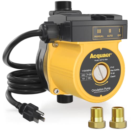 Acquaer 115V Automatic Instant Hot Water Recirculating Pump, 7GPM, 30ft Head, 3/4''NPT Cast Iron Ciruculation Pump for Water Heater