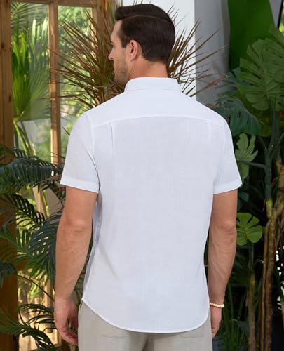 Linen Shirts for Men Short Sleeve Linen Button Down Shirts Hawaiian Shirt for Men Beach Shirts Summer Shirts2