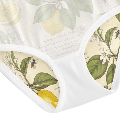 Vintage Yellow Lemons Toddler Girls Panties, Cotton Underwear for Girls, 2T–8 Years4