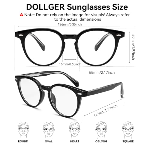 Image of Dollger Women Round Blue Light Blocking Glasses Men Retro Computer Gaming Eyeglasses Anti-Eyestrain