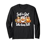just a girl who loves fall cozy autumn pumpkin vibes maglia a manica