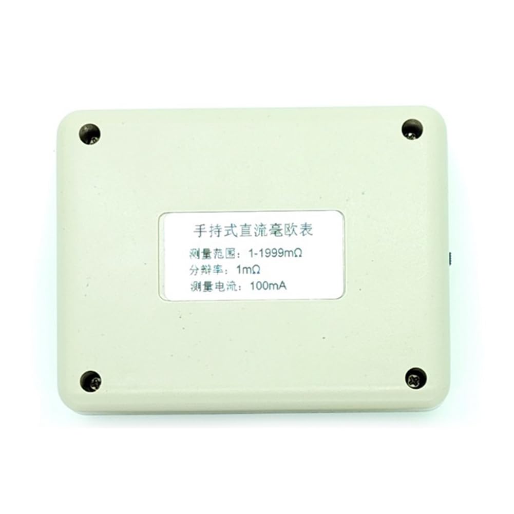 Miliohmímetro de CC de mano, medidor de baja resistencia, cuatro cables, medición Kelvin, recargable, 20R, 1-1999 mΩ, clip grande