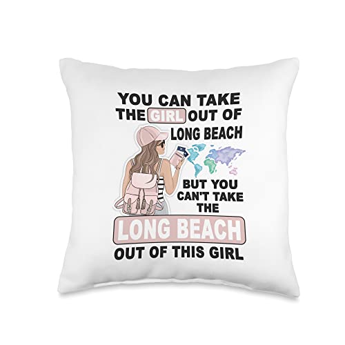 Proud Long Beach Girl - Cool Girl from Long Beach City Throw Pillow
