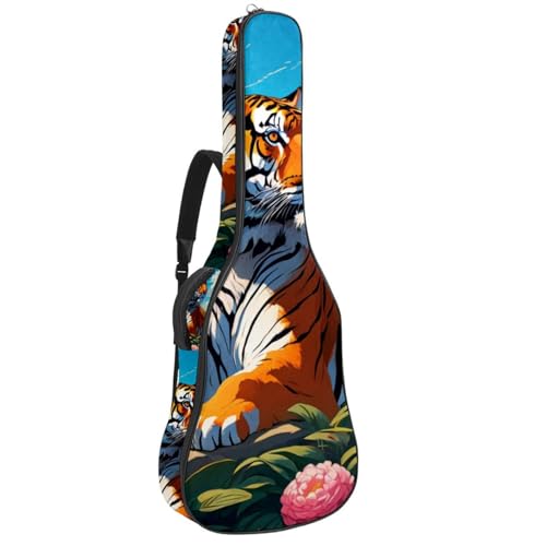 Sac pour guitare acoustique 41" imprimé tigre fleur avec grand compartiment