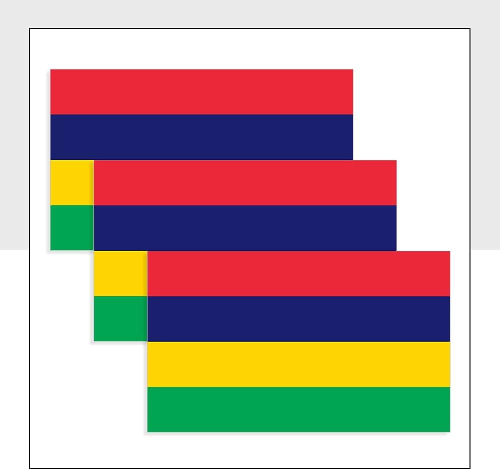 Packwith Mauritius Flags Car Stickers Pack of 3 (100 x 60 mm) Vinyl MUS Labels for Bike Van Helmet P1184