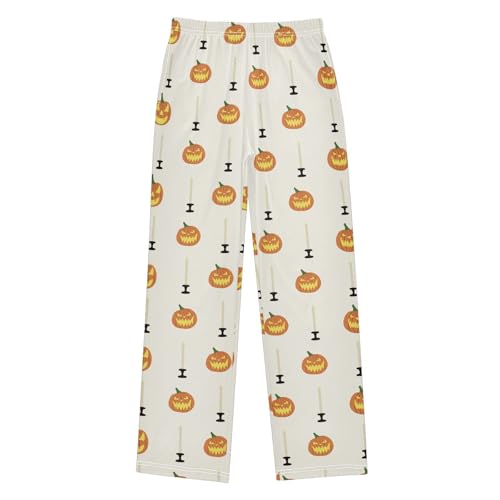 Pumpkin and Candle Boys Long Pants Soft Trousers Elastic Waist Kids Lounge Bottoms with Pockets S-XL