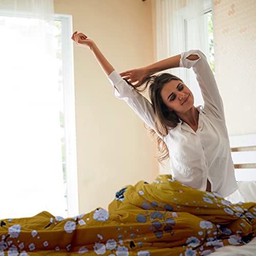 DTEX HOMES Double Duvet Set - 100% Pure Cotton Reversible Printed Hotel Quality Ultra Soft Bedding Set (Blossom Mustard) - Image 4