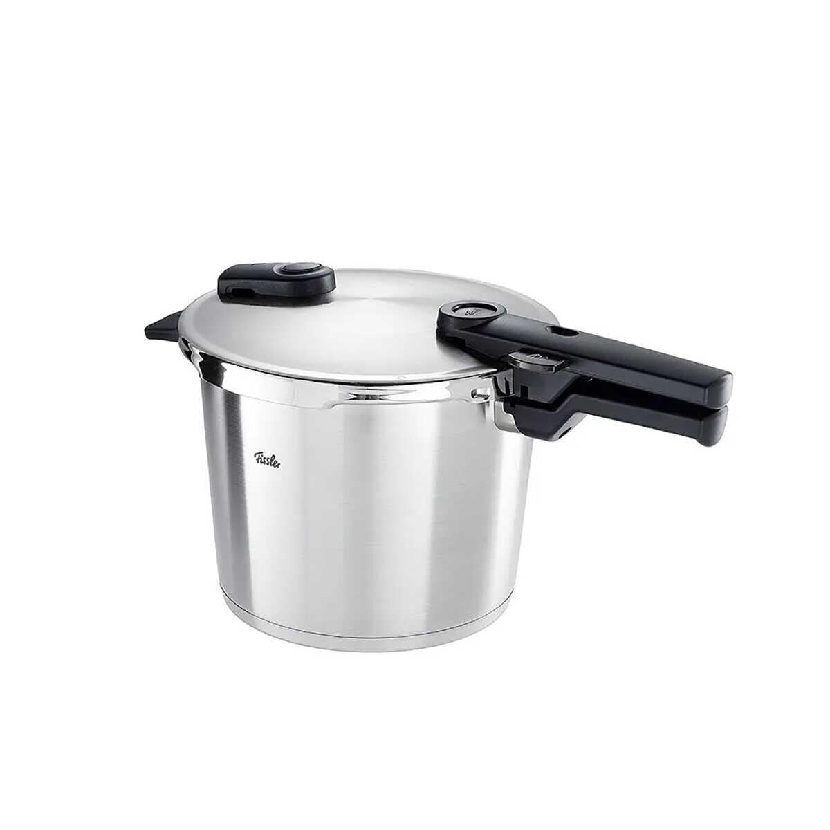 Fissler Vitaquick Grande Pentola a Pressione Grande da 6 L, con Diametro da 22 cm, Inserto, Pentola a Vapore in Acciaio Inox, 2 Livelli di Cottura, Prodotto in Germania per Piani Cottura a Induzione