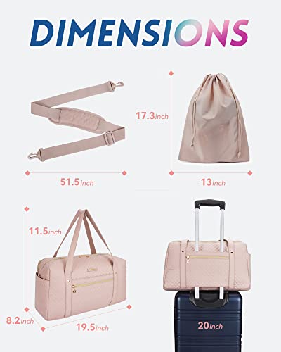 Travel Duffle Bag, Bagsmart Weekender Overnight Bag For Women Large Carry On Bag With Laptop Compartment, Shoes Bag (Pink) #TOP5