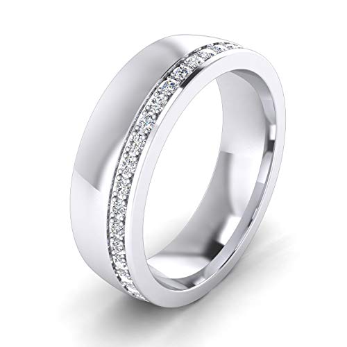 Comfort Fit Heavy Sterling Silver 6mm Court Shape Simulated Diamond Wedding Band Full Eternity Ring (9)