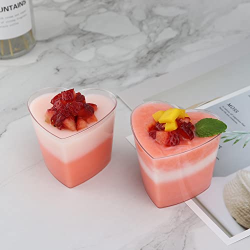 50Pack Plastic Dessert Cups With 50 Spoons 5Oz Mini Appetizer Cups Shooter Parfait Cups Shaped Heart Serving Bowls For Party Events Catering #TOP3