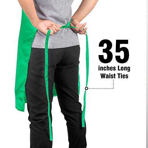 Xornis 2 Pack Bib Aprons With 2 Pockets Kitchen Apron Cooking Chef, Green #TOP2