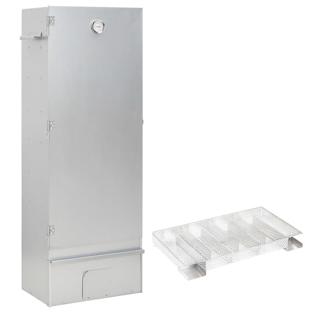 Mangloder - Horno para ahumar con generador de humo frío de acero galvanizado, 44,5 x 29 x 110 cm, 12 ganchos en S, 3 rejillas, termómetro, para carne, pescado y barbacoa al aire libre