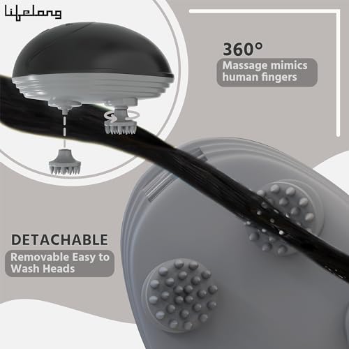 Image of Lifelong Rechargeable Electric Head & Scalp Kneading Massager, 4 Speed Modes, Handheld Portable Head Massager for Hair Growth, Deep Clean and Stress Relieving, (LLM603, Black)