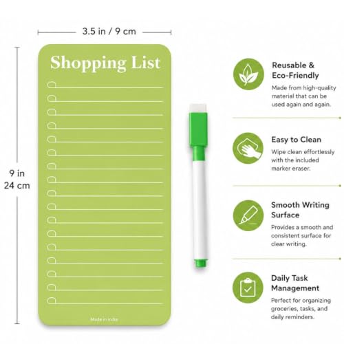 Image of Awestuffs Acrylic Shopping List Magnetic Dry Erase Board, Green