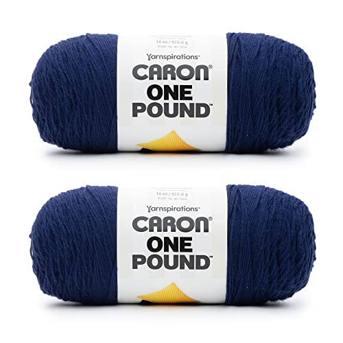 Caron One Pound Midnight Blue Yarn - 2 Pack of 454g/16oz - Acrylic - 4 Medium (Worsted) - 812 Yards - Knitting/Crochet