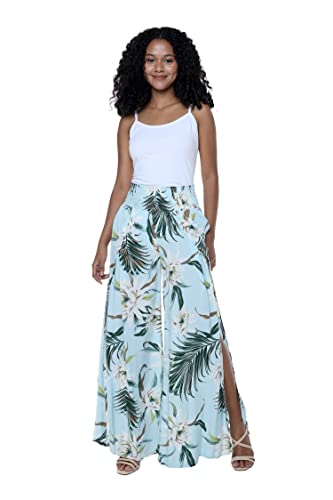 Image of Wispy Cereus Light Blue Family Matching Hawaiian Clothes | Family Matching Outfits • Soft Rayon Fabric • Tropical Floral Print • Vacation Ready • Luau Party Wear