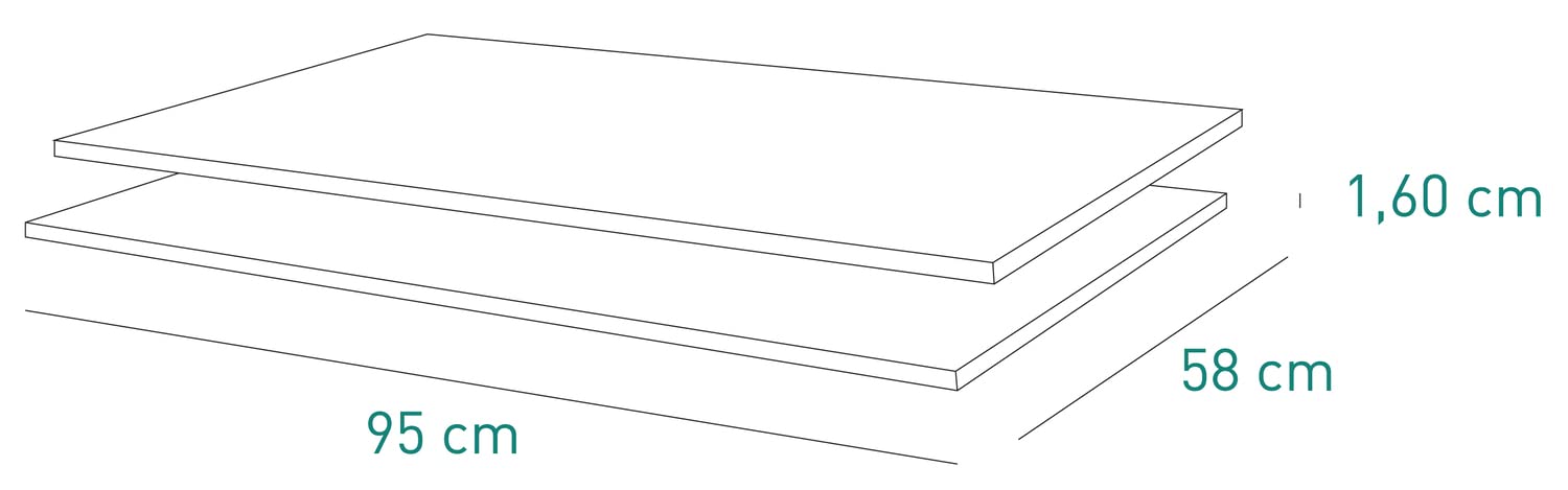 Composad | Coppia di 2 Ripiani per Armadio della Linea MIPIACE, Scaffali interni per Armadi, Ripiani interni Armadio, (LxAxP) 95,2x1,6x58,5 cm, Colore Grigio Cemento, Made in Italy