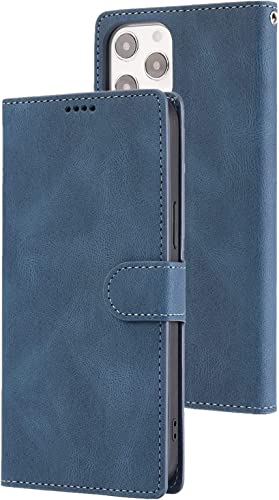 Étui iPhone 14 Pro bleu résistant aux rayures avec clapet magnétique