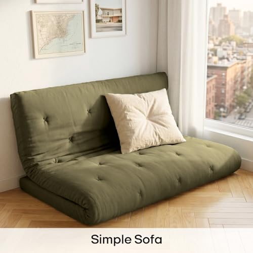 Image of ZonLi Japanese Floor Futon Mattress Twin Size 75 inchx 39 inch, 100% Cotton Cover 4 inch Thicken Tatami Mattress, Foldable Sleeping Pad, Portable Dormitory Tatami Mat, Roll Up Floor Lounger Bed for Adult
