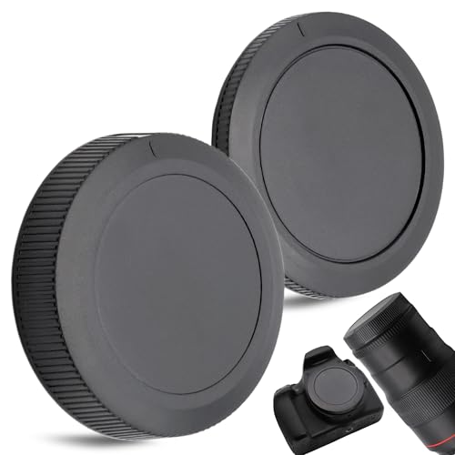 TECHZOCO Tapa Cuerpo Frontal y Tapa Trasera de Objetivo, Compatible con Canon EOS R Ra RP R3 R5 R5c R6 R6II R7 R8 R10 R50 R100 & RF
