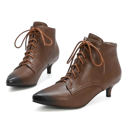 Uniquelly Womens Kitten Heel Ankle Boots Pointed Toe Booties Side Zipper Bowknot Sweet Cute Shoes2