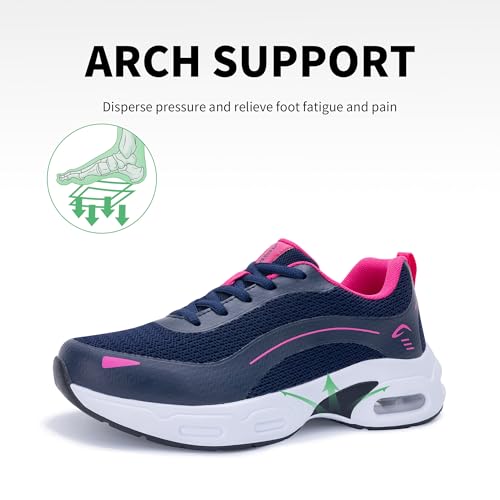 Ttecon Womens Arch Support Walking Shoes Orthotic Sneakers for Plantar Fasciitis Foot Heel Pain Relief Tennis Running Shoes NavyPink Size 7.5
