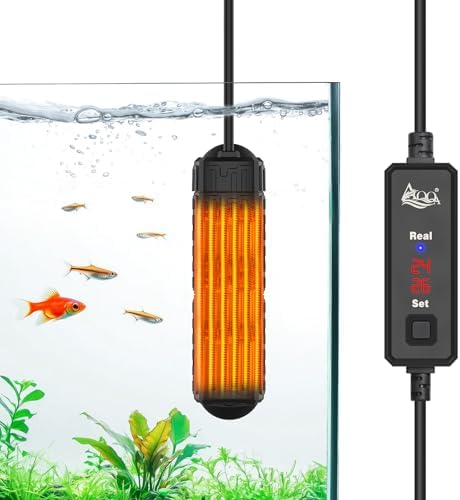 （03:30時点） AQQA 水槽 ヒーター 15~34℃ 温度調節可能 お手入れ可能 小型 デジタル温度表示 水槽用ヒーター メダカヒーター 熱帯魚ヒーター 金魚ヒーター 海水淡水水槽に適応 省エネ 日本語説明書付き (ブラック, 100W)