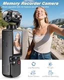 CGXUED Vlogging Camera with 180° Rotating Lens, Pocket Camera with Audio & Video Recording,7-Hour Battery, Handheld POV Cameras with 32GB, Easy One-Button Recording for Travel,Daily Life (Dark Gray)