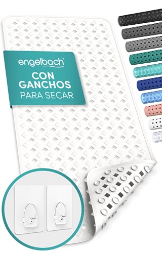 Engelbach® Alfombra bañera Antideslizante 88x40cm   con 2 Ganchos para Secado rápido   Sin BPA, Resistente al Moho y Lavable a máquina   Alfombrilla Universal