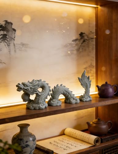 Estatua dragón chino feng shui decoración hogar oficina miniatura 6