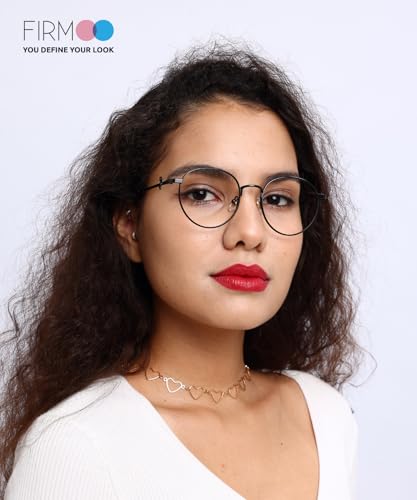 Image of Firmoo Blue Light Blocking Glasses for Woman, Retro Round Metal Frame Anti Eyestrain UV400 Computer Gaming Glasses Bow165