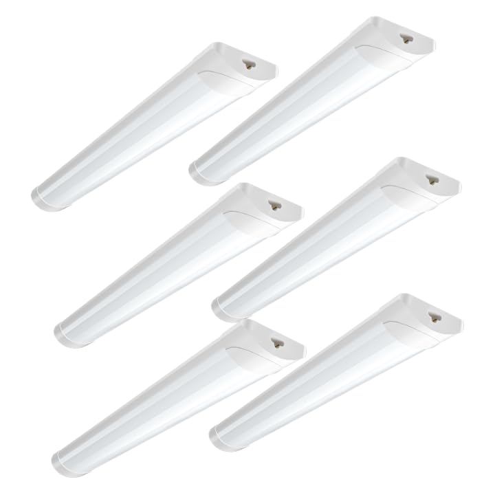 Lightasea 6Pack 50W LED Batten Light 6500K Daylight, 5FT 145cm Linkable LED Garage Lighting, 5000LM Super Bright LEDs Fluorescent Lights with 20cm Power Cord for Garage Workshop Office