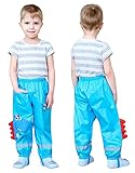 Die Regenhose für Kinder besteht aus Polyesterfaser, ist wind- und wasserdicht.