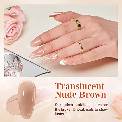 Nail Repair Kit Transparent Crystal Nude Brown Color For Broken Cracked Split Weak Nails, Ideal Solution Emergency Easy Quick Fix Dip Powder 28G 1 Oz Quick-Drying Repair Glue 10Ml With Nail File & Nail Buffer By Azurebeauty #TOP2