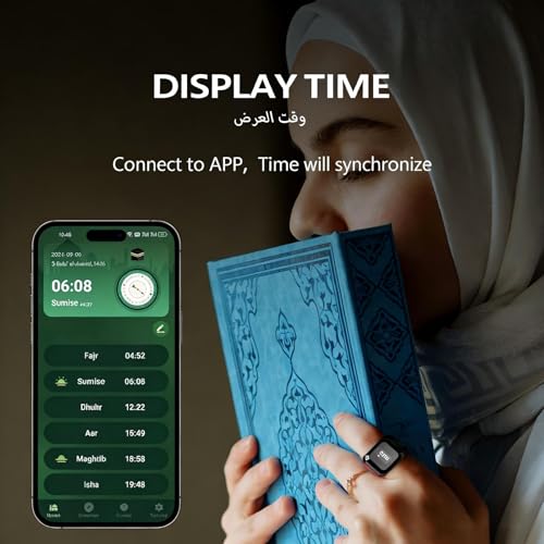 VENNERLI Smart Tasbih Zikr Ring Muslim Prayer Tasbih Counter Wearable Technology Ring OLED Display USB Rechargeable with Muslim Time APP