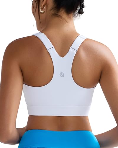 RUNNING GIRL White Sports Bras for Women,Adjustable Straps High Support