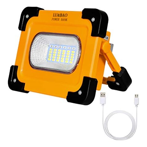 30W LED Portable Cordless Work Light, Solar Rechargeable Construction Flood Lights with Magnet, 2400 Lumen, 4 Modes Lighting, 9000mAh Power Bank, IP65 Waterproof Outdoor Light for Camping, Fishing Cover