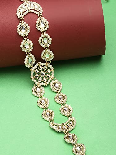Karatcart Gold Plated Drop Kundan Studded Handcrafted Hairband for Women - Image 2