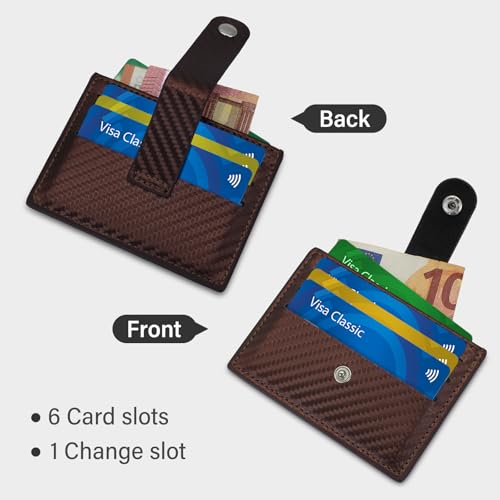 Credit Card Holder for Men, Carbon Fiber Neutral Card Holder Wallet with 6 Card Slots and Buckle, Ultra Thin Wallet for Coin and ID Cards (Black)4