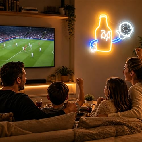 Image of Soccer Neon Sign for Wall Decor Light Up Sign Led Signs for Room Party Home Wall Decor USB Powered