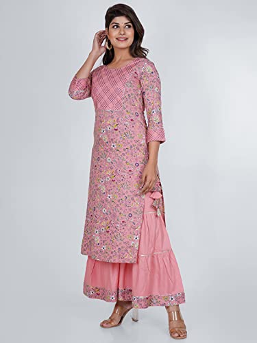 Image of Women's Viscose Floral Printed Straight Fit Kurta and Sharara Set