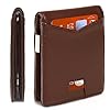 PUPTILY Slim Wallet for Men, Slim & Stylish RFID Blocking Wallet with Money Clip & Easy-Grab Card Slot, Compact Bifold Minimalist Wallet for Front Pocket, Travel & Daily Use - Brown