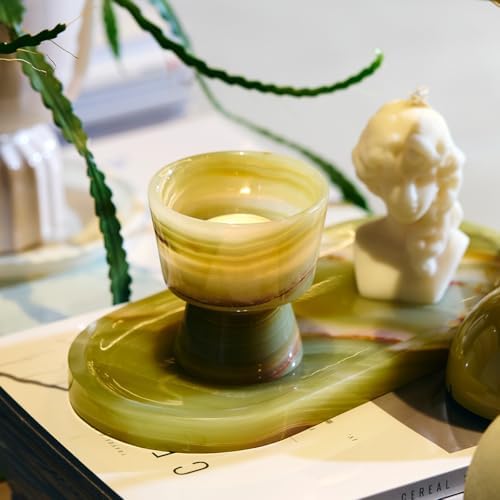 Marble Candle Holder, Empty Tealight Candle Decor Holders, Lime Green