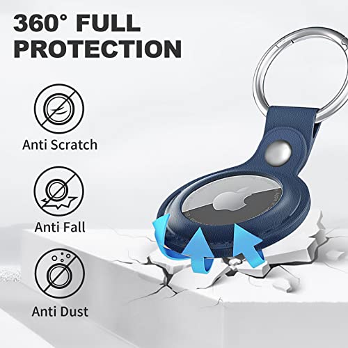 【Pacote com 4】 Chaveiro Foweroty Air Tag para suporte Apple Airtags, capa protetora de couro Airtags