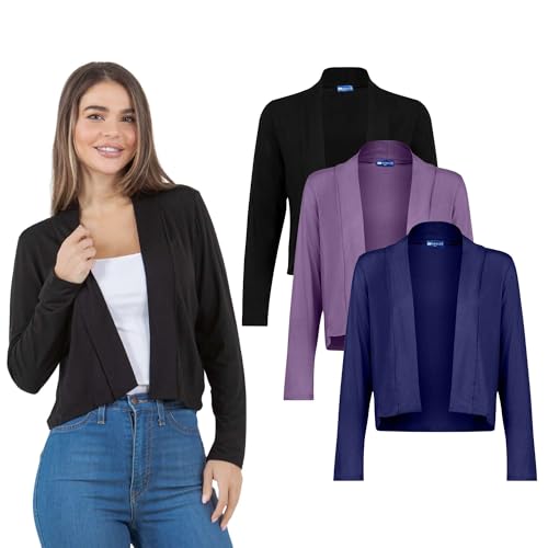 Image of Azules Cropped Cardigan for Women, Open Front Drape Lightweight Sweater Long Sleeves Women's Cardigans